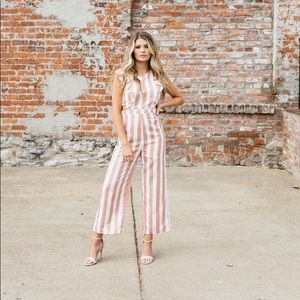 KITTENISH Striped Ruffle Jumpsuit